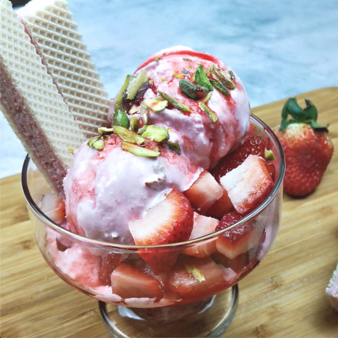 Homemade Strawberry Cheese Ice Cream Recipe