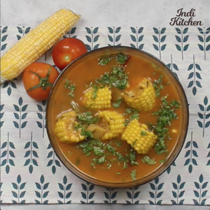 Tangy Sindhi Tomato Kadhi Recipe, a Corn Curry
